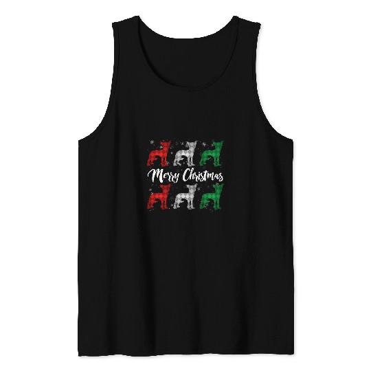 Chinese Crested Pet Merry Christmas Argyle Tank Tops