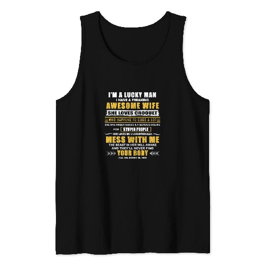 Sport Croquet Funny I Have A Freaking Awesome Wife Loves Croquet Tank Tops