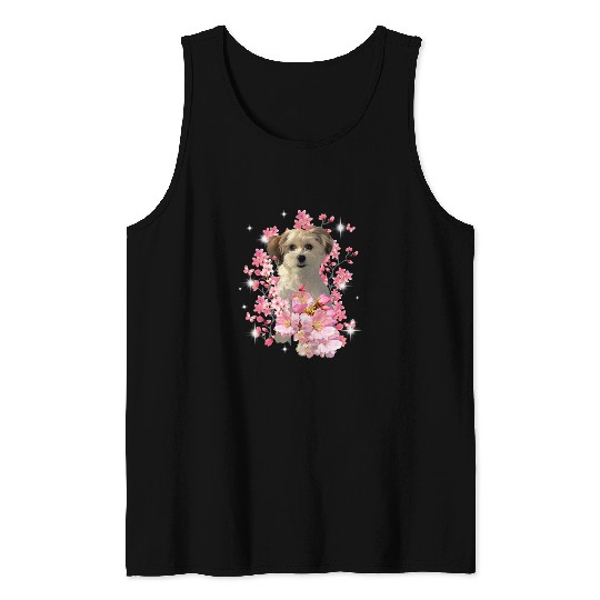 Chinese Crested Pet Powderpuff Cherry Blossom Flowers Tank Tops