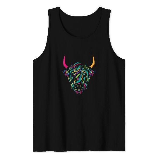 Highland Cow Breeder Scottish Cattle Hairy Cow Farmer 24 Tank Tops