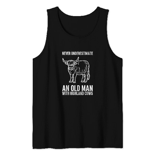 Highland Cow Breeder Scottish Cattle Hairy Cow Farmer 25 Tank Tops