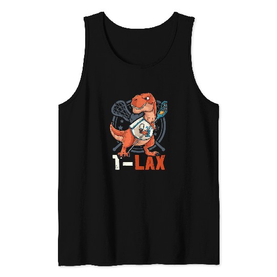 Sport Lacrosse Dino Mens Funny Lacrosse Tyrannosaurus rexs TLax TRex Dino Tank Tops