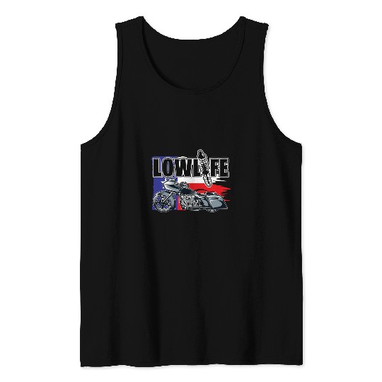 Bagger Motorcycle Texas Flag  Chicano Vicla Lowrider Bikes Tank Tops