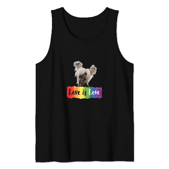 Chinese Crested Pet Love is Love Rainbow Dog Tank Tops