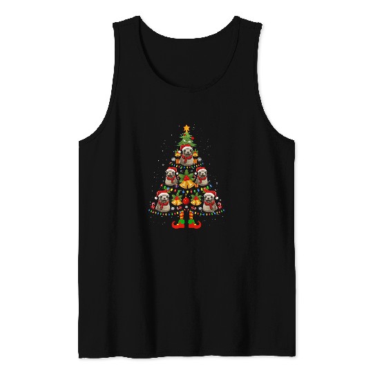Mediterranean Monk Seals Santa Hat Christmas xmass Pajama Tank Tops