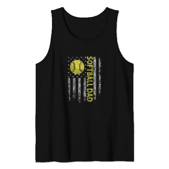 Sport Softball mens softball dad usa american flag daddy fars day men Tank Tops