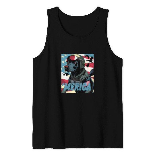 Labrador Pet Merica Patriotic Black Labrador. Duck Hunting. Dove hunter Tank Tops