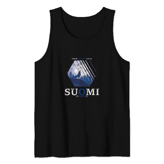 Coyote Mammal Finland Full Moon wolfs Howling Suomi Flag Used Look Tank Tops