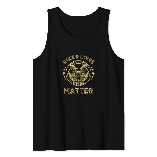 Biker Lives Matter Funny Bikers Distressed Skull Angel Wings Tank Tops