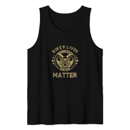 Biker Lives Matter Funny Bikers Distressed Skull Angel Wings Tank Tops