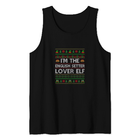 English Setter Pet Family Matching Ugly The English Setter Lover Elf Christmas Tank Tops