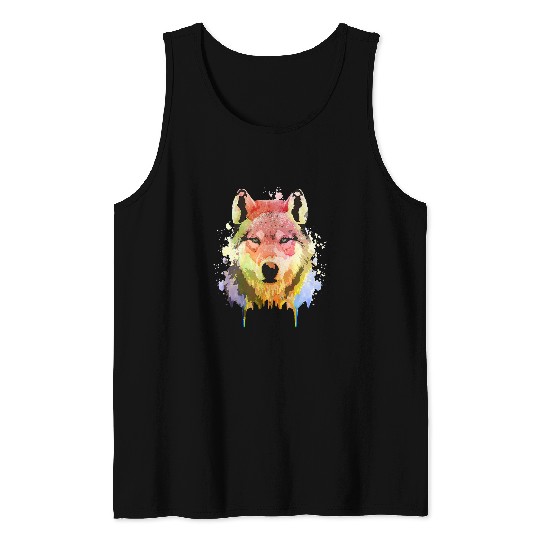 Coyote Mammal For Men Women Animal Face Waterpaint Grey Wolves 1 Tank Tops
