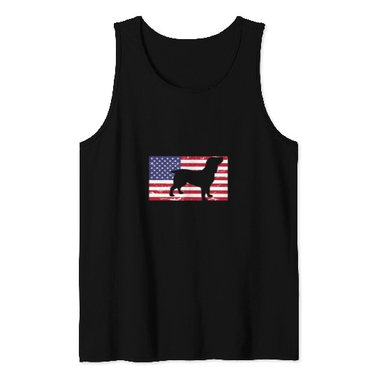 Boykin Spaniel Pet Distressed Patriotic All American USA Flag Tank Tops