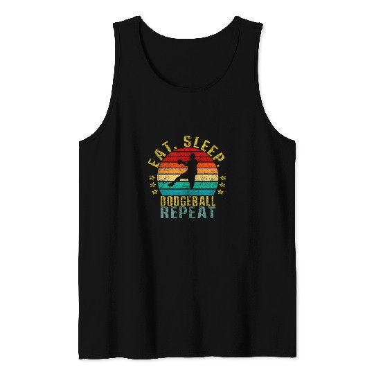 Sport Dodgeball Eat Sleep Dodgeball Repeat Funny Retro Tank Tops