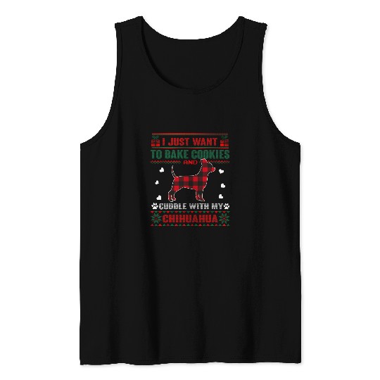 Chihuahua Pet Cookie Lover Dog Pajama Ugly Christmas Sweater Tank Tops