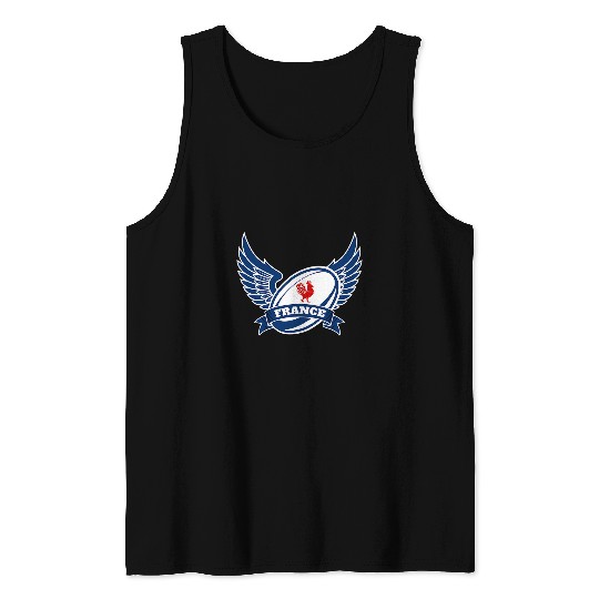 Sport Rugby French Rugby Ball With Wings France Rugby Tank Tops