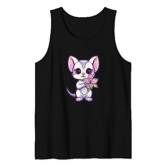 Cute Cat Florist Flower Lover Orchids Tank Tops