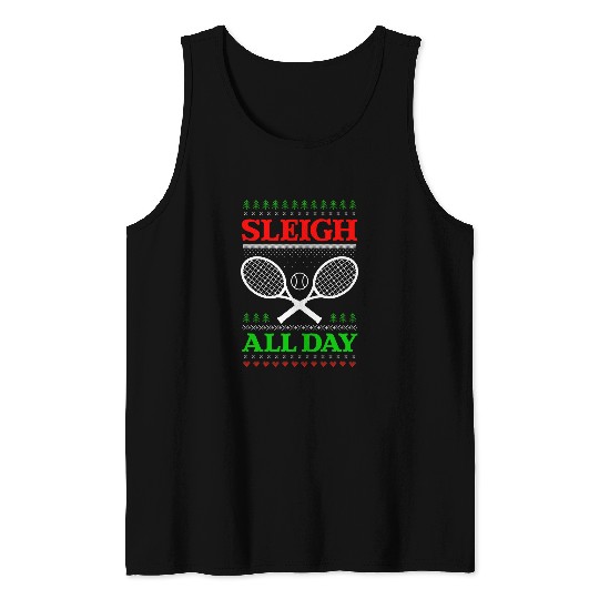 Sport Tennis Sleigh All Day Design Christmas Tank Tops