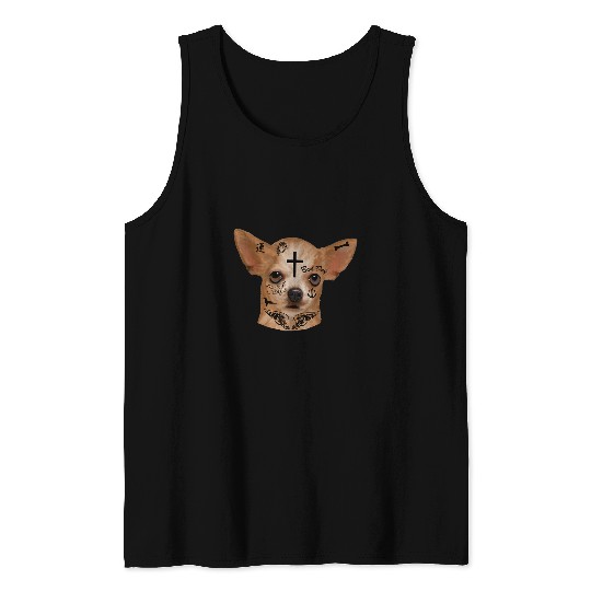 Chihuahua Pet Tattoo Ink Rap Music Tattoo I Love My Chihuahua Dog Face Tank Tops