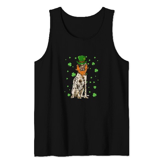 English Setter Pet Lucky Clover Saint Patrick Setter English Tank Tops