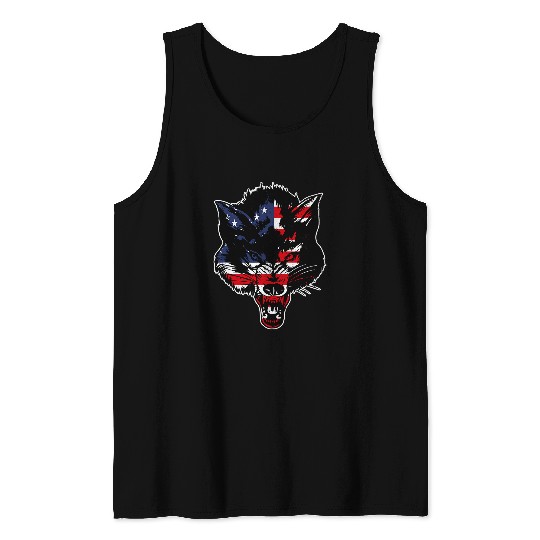 Coyote Mammal American Flag Patriotic 4th of july men women Tank Tops
