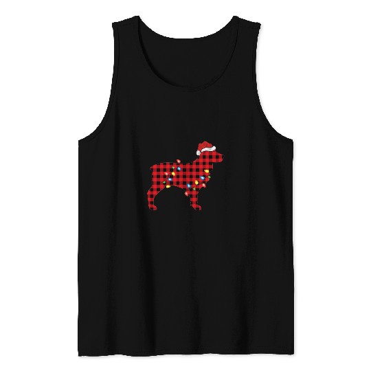 Boykin Spaniel Pet Red buffalo plaids Santa Boykin Spaniel Dog Christmas Pajama Tank Tops
