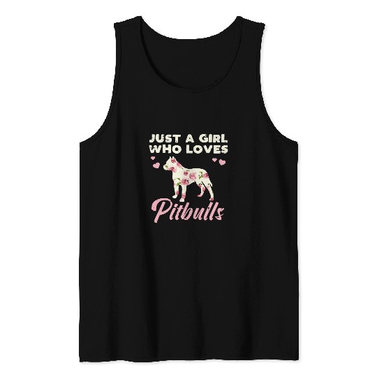 Pitbull Pet Bully Floral Girl Who Loves Pitbulls Dog Lover Owner Women Gift 77 Tank Tops