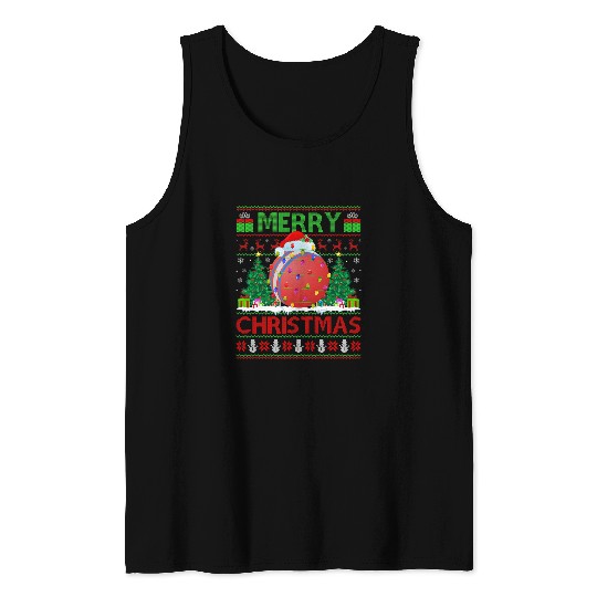 Sport Dodgeball Lover xmass Tree Ugly Santa Dodgeball Christmas Tank Tops