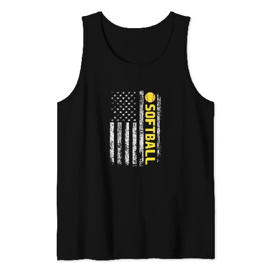 Sport Softball American Flag Softball Team Tank Tops