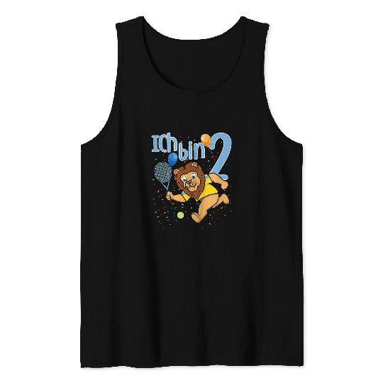 Discover Sport Tennis Lion Gift Kids Second Birthday Boy Tennis Lion Ich Bin Zwei Tank Tops