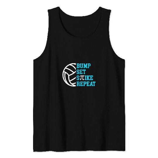 Discover Sport Volleyball Pi Day Volleyball Bump Set Spike Repeat Math Teacher Pi Tank Tops