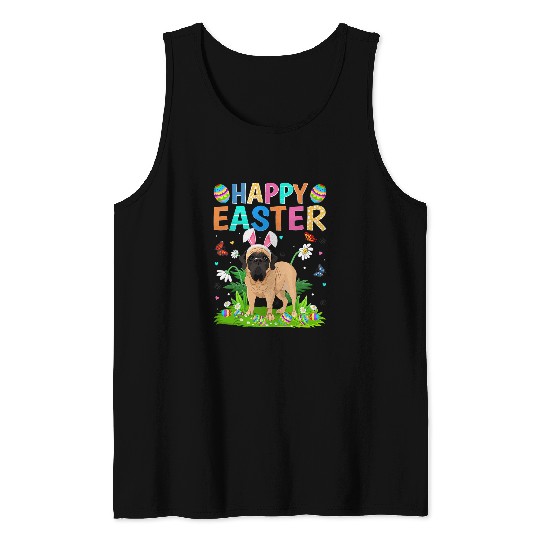 English Mastiff Pet Happy Easter Funny English Mastiff Dog Easter Sunday Tank Tops
