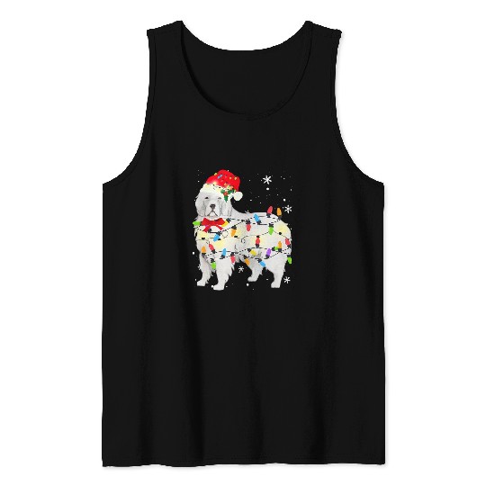 Pyrenees Pet Christmas Light xmass Mom Dad Apparel Tank Tops