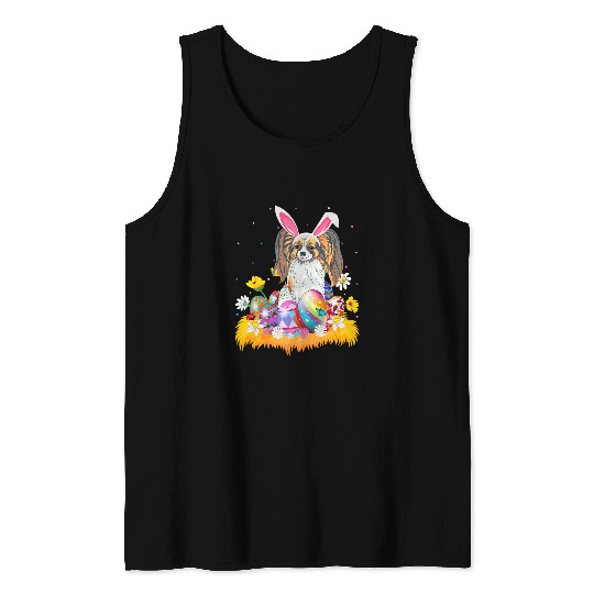 Papillon Pet Funny Easter Egg Lover Papillon Dog Easter Sunday Tank Tops