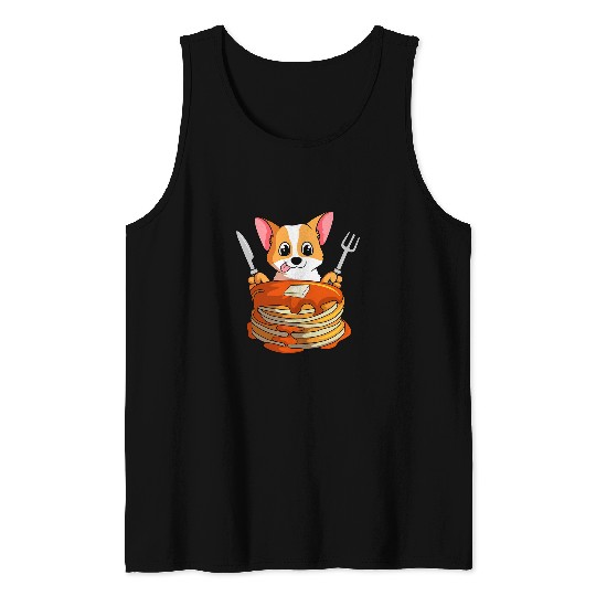Corgi Pet Welsh Corgi Pancakes Waffle Corgi Breakfast Flapjack Hotcake Food Tank Tops