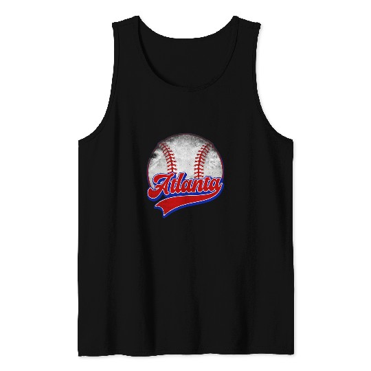 Sport Baseball Vintage Atlanta Cityscape Baseball Lover Player and Fans 29 Tank Tops