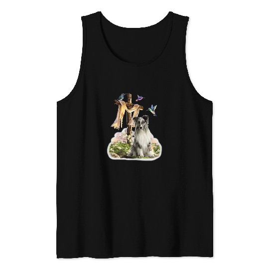 Shetland Pet Hummingbird and Cross Grey Shetland Sheepdog Tank Tops