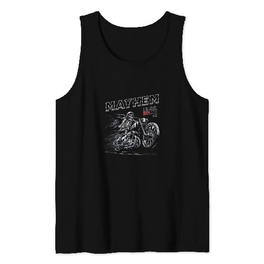 Mayhem Skeletons Rider Bullhead City Motorcycle Bike Week Tank Tops