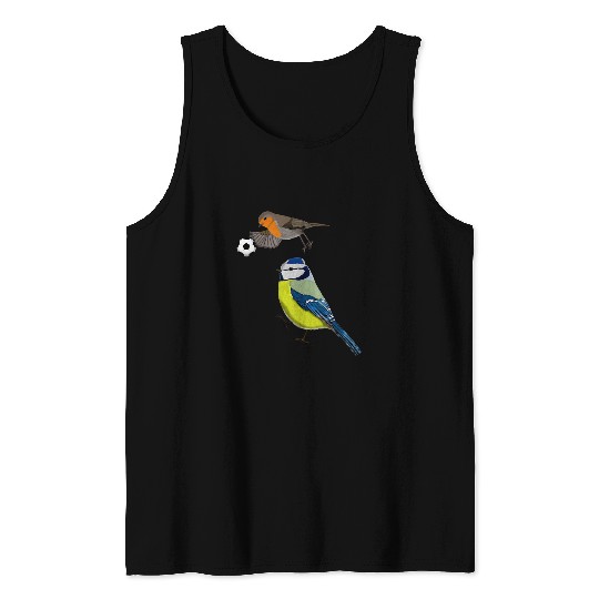 Sport Soccer Lacrosse Gift Blue Tit Robin Play Football Bird Funny Children Tank Tops