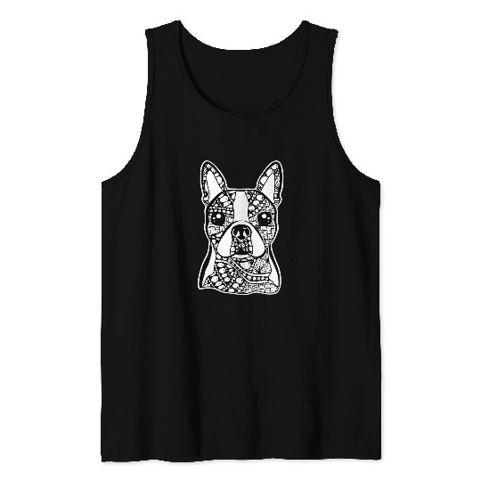 Boston Terrier Pet Face Graphic Art Gift for Dog Mom Tank Tops