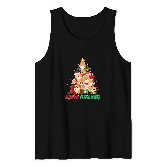 Pomeranian Pet Feliz Navidog Feliz Navidad Christmas Pomeranian Tank Tops