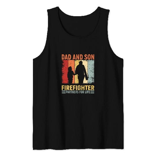 Discover dad and son firefighter partners for life Tank Tops
