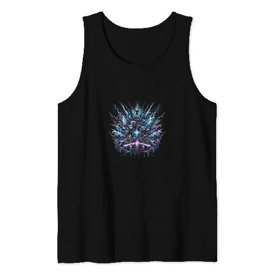 Funny Violin Electric Heavy Metal Symphony Violin sound waves Tank Tops