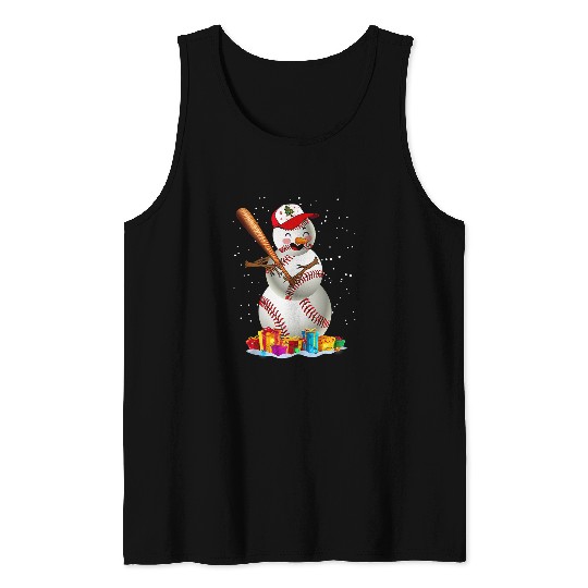 Sport Baseball xmass Baseball Snowman Balls Snow Christmas in July 2 Tank Tops