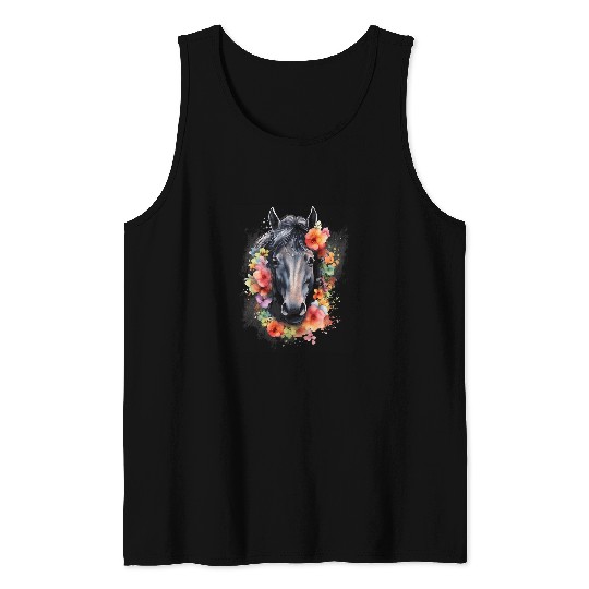 Horse Pet Pony with Flowers Horse Graphic Tees for Women and Girls Tank Tops