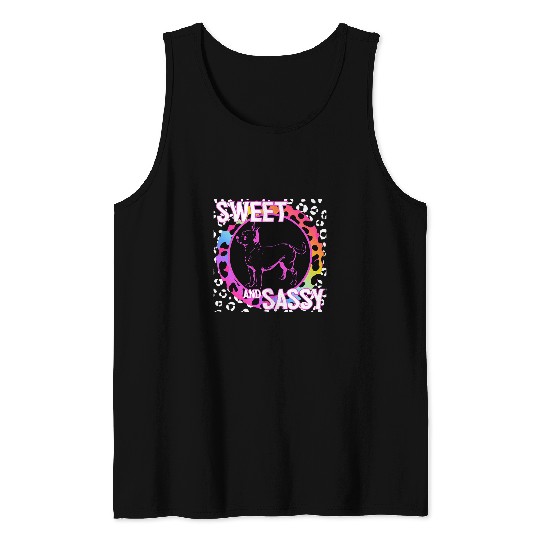 Chihuahua Pet 90s Nostalgia Rainbow Leopard Print Tropical Tank Tops