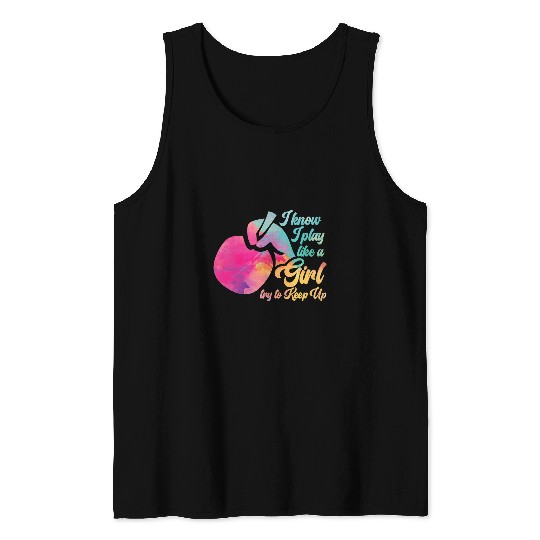 Sport Ping Pong Girl Watercolor Rainbow I Know I Play 21 Tank Tops