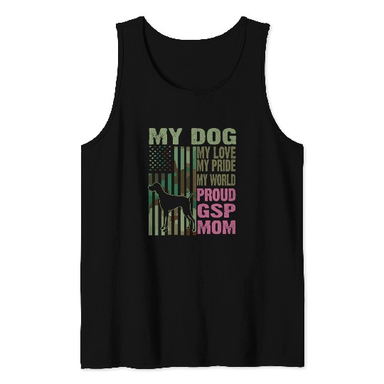 German Shorthaired Pet Womens German Shorthair Pointer GSP Mom USA Flag Design Tank Tops