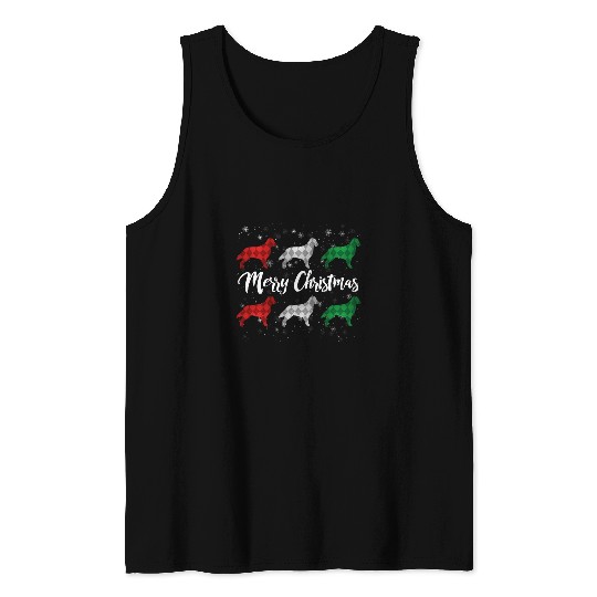 Flat Coated Retriever Pet Merry Christmas Argyle Tank Tops