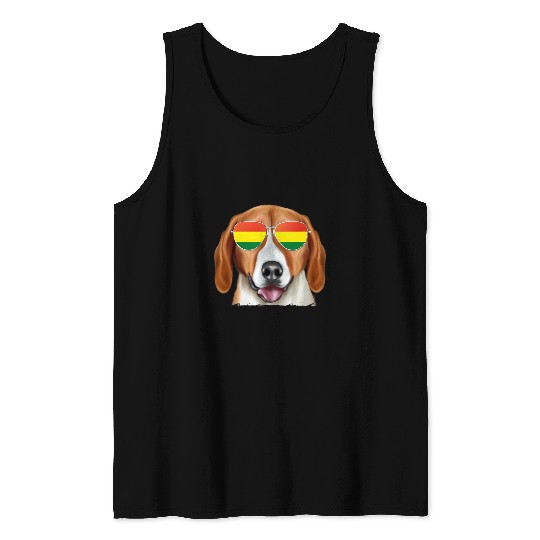 Foxhound Pet Dog Bolivia Flag Sunglasses Tank Tops